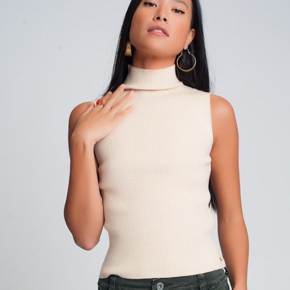 NWT High neck sleeveless sweater in ribbed knit - Picture 1 of 7